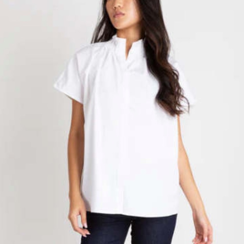 ANN MASHBURN Crisp White Blouse Small